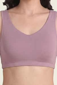 Zivame Double Layered Non Wired Full Coverage Bralette - Mauve Shadows — thumbnail 4